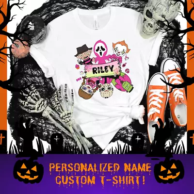 Buy Personalized Kids Custom T-Shirt Halloween Horror Cartoon Unisex XS-XL 🎃 • 20.15£