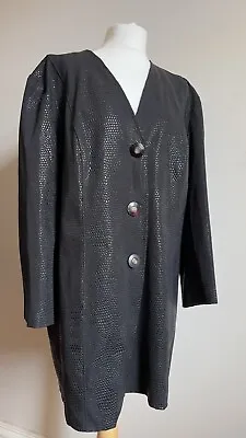 Buy Ladies Collarless Jacket. Animal / Snake Raised Pattern. Black. XL • 4.50£