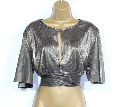 Buy New Look Crop Top 16 Blouse Gold Metalic Summer Holiday Belly Top Tshirt Womens • 14.99£