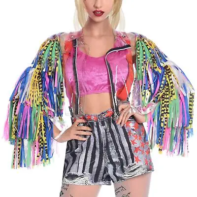 Buy Adult's Official Birds Of Prey Film Harley Quinn Tassel Jacket Fancy Dress DC • 37.63£