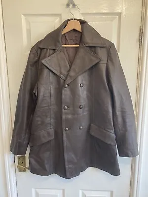 Buy Vintage Military  Leather Officer Jacket Coat 40” J325 • 49£