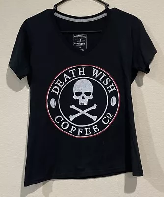 Buy Deathwish Coffee Company T-Shirt Womens Size Small Black Skull Crossbones Retro • 14.45£