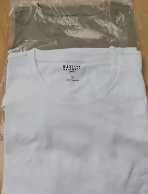 Buy Burton Menswear 2pkt T-Shirts One White One Khaki Size L • 5£