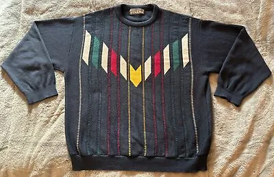 Buy Vintage Retro Elkjaer Denmark - Aztec Patterned Sweater Wool Danish Knit - Large • 24.99£