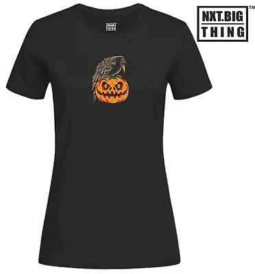 Buy Crow Pumpkin T Shirt Halloween Witch Trick Or Treat Scary Horror Gift Women Top • 11.99£