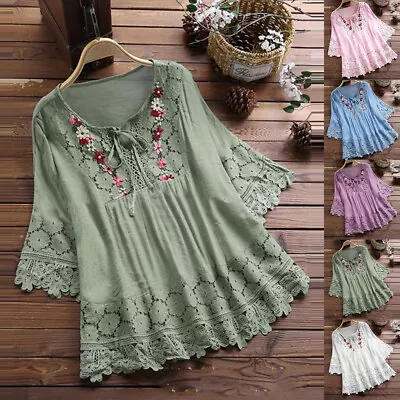 Buy Plus Size 18-28 Womens Lace Floral Tunic Tops Ladies Baggy Casual T Shirt Blouse • 3.29£