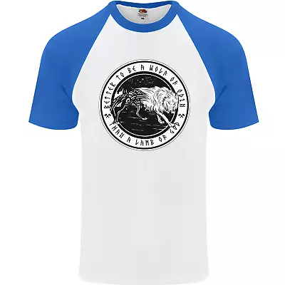 Buy Viking A Wolf Of Odin Than A Lamb Of God Mens S/S Baseball T-Shirt • 9.99£