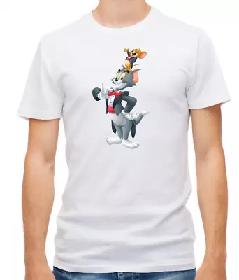 Buy Tom And Jerry Disney Character White/Black Short Sleeve Men T Shirt G013 • 9.51£