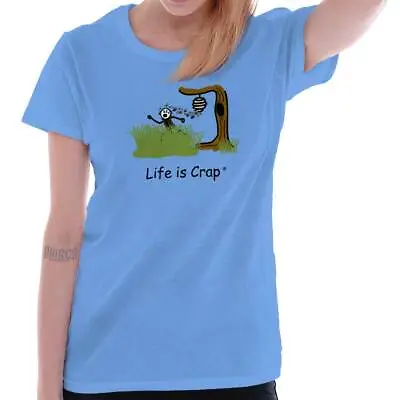 Buy Life Is Crap Funny Bee Sting Outdoor Camping Graphic T Shirts For Women T-Shirts • 19.28£