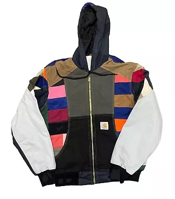 Buy CARHARTT Reworked Duck Canvas Sherpa Lined Hooded Work Jacket Men's Size Medium • 79.99£