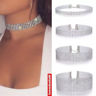 Buy Fashion Women Full Diamond Crystal Rhinestone Choker Necklace Wedding Jewellery • 2.49£