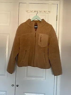 Buy Ladies Primark Beige Teddie Fleece Lined Full Zip Jacket Size S • 10£
