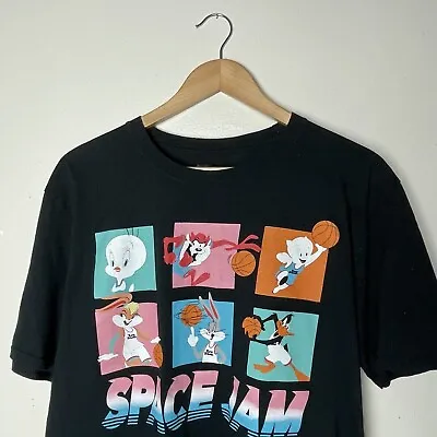 Buy Space Jam Looney Tunes Black Graphic Print Funky Tee T-shirt M • 10£