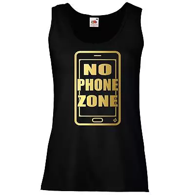Buy Ladies Black No Phone Zone Connect Mobile Telephone App Device Vest • 10.95£