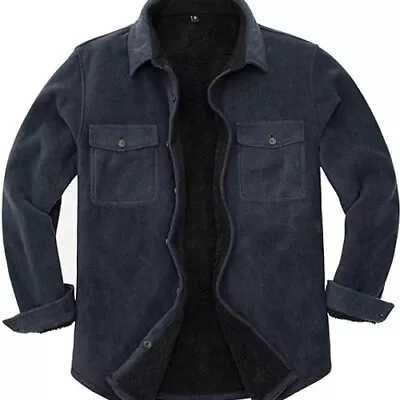 Buy Zenthace Mens Sherpa Lined Fleece Flannel Shirt Jacket - Large • 32£