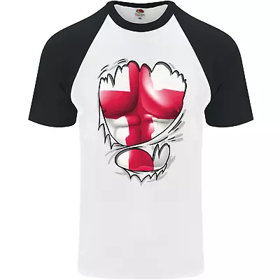 Buy Gym St Georges Cross English Flag Muscles Mens S/S Baseball T-Shirt • 8.99£