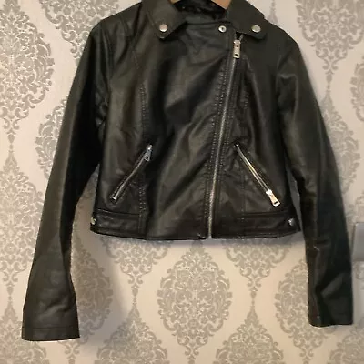 Buy Ladies Bomber Jacket Size 8 Faux Leather Zip Up PRIMARK • 2.99£