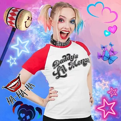 Buy Suicide Squad Harley Quinn Daddys Lil Monster Cosplay T-shirt Womens Medium Red • 6.62£
