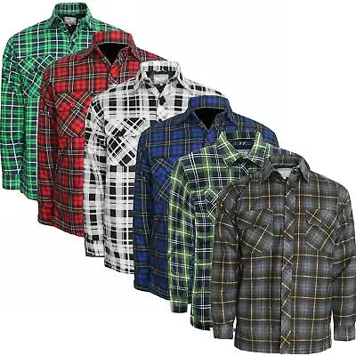 Buy Mens Flannel Padded Work Shirt Quilted Fleece Lined Lumberjack Jacket Big Size • 16.99£