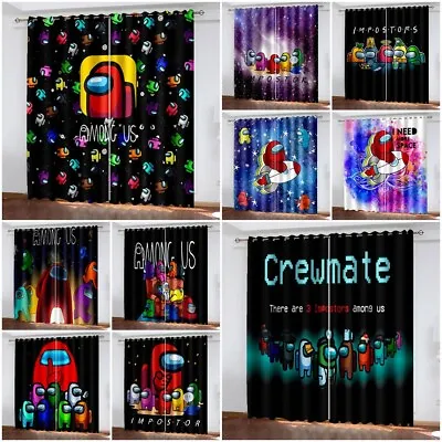 Buy 3D Among Us Ready Made Pair Thick Blackout Curtains Thermal Ring Top Eyelet Gift • 18.71£