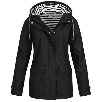 Buy Ladies Outdoor Wind Rain Forest Jacket Coat Plus Size Womens Waterproof Raincoat • 17.68£