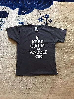 Buy THE DUCK CO Creative Penguin Keep Calm And Waddle On Dark Gray T Shirt Size M • 9.44£
