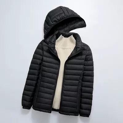 Buy Women's Duck Down Coat Ultralight Short Ladies Puffer Jacket Removable Hood Coat • 31.19£