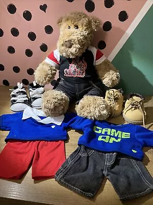 Buy Build A Bear Boys Bundle - Bear & Assorted Clothes / Accessories Rock Gamer • 19.99£