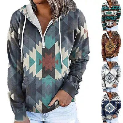Buy Plus Size Women Long Sleeve Hoodie Hooded Sweatshirt Zip Up V Neck Pullover Tops • 17.16£
