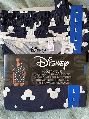 Buy Disney Mickey Mouse Short Pyjama Set With Pockets - Size L (to Fit Size 14-16) • 9£