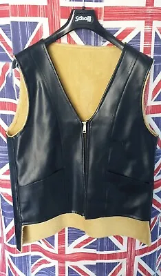 Buy Vtg PVC Large Mens 1950s/1960s? Black Fake Faux Leather Biker Waist Coat Jacket • 39.99£
