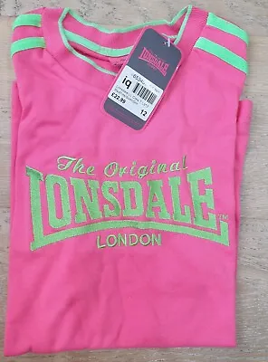 Buy Lonsdale T Shirt Ladies Regular Fit Tee Top Short Sleeve Pink Green Cute NEW • 8.99£