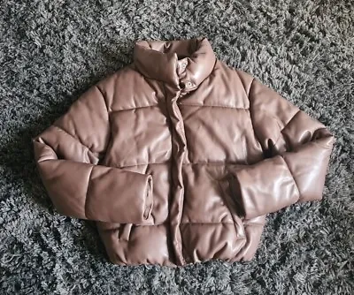 Buy Primark Ladies Puffer Faux Leather Winter Jacket Size XS • 0.99£