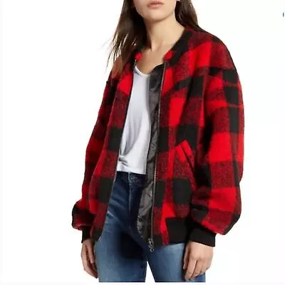 Buy Rebecca Minkoff Brenda Red And Black Plaid Checkered Bomber Jacket Size S • 85.05£
