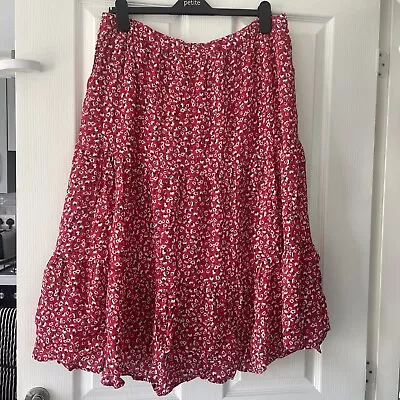 Buy Crew Clothing Company Tiered Midi Skirt, Floral Ditsy Red Gypsy Style UK 16 BNWT • 27.99£