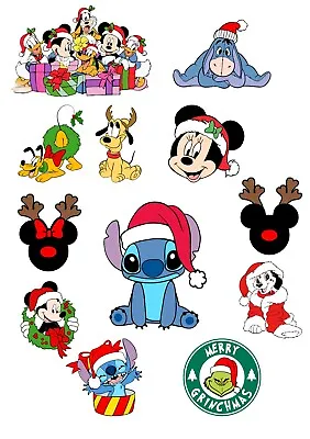 Buy Disney Christmas Tshirt Iron On Kids Adults Mickey Mouse Minnie Pluto Stitch Top • 3.29£