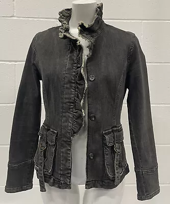 Buy Maitresse Women’s Dark Wash Long Sleeve Frill Front Denim Jacket Size Small • 9£