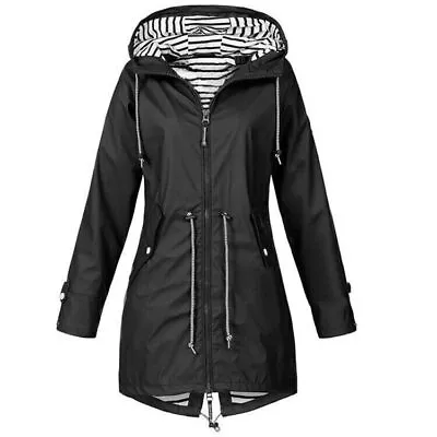 Buy Plus Size Womens Waterproof Raincoat Ladies Outdoor Wind Rain Forest Jacket Coat • 16.99£