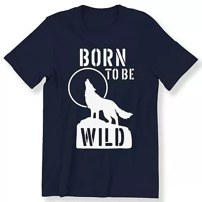 Buy Born To Be Wild Men's Ladies T-shirt Moon Wolf Graphic Tee Wild Animal T-shirt • 12.99£