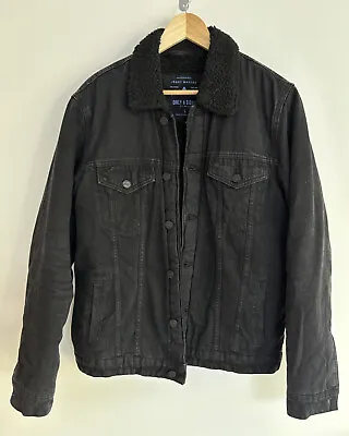 Buy Only & Sons Sherpa Trucker Denim Jean Jacket Vintage 90s Men Black Fur Fleece L • 24.99£