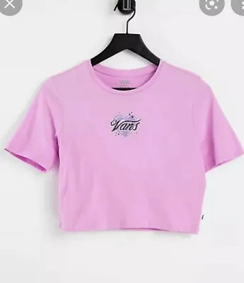 Buy NEW Vans Logo Heart Purple Pink Asos Exclusive Crop Top Tshirt Size Small • 10£