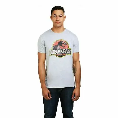 Buy Official Jurassic Park Mens Distressed Logo T-Shirt Grey Marl S-XXL • 13.99£