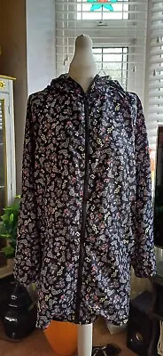 Buy Ladies VERY Blue Floral Hooded Kagool Waterproof Raincoat - Size 18 • 9£