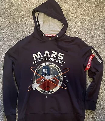 Buy Alpha Industries Mission To Mars Hoodie / Sweatshirt, Navy, Large, RRP £110 L • 35£