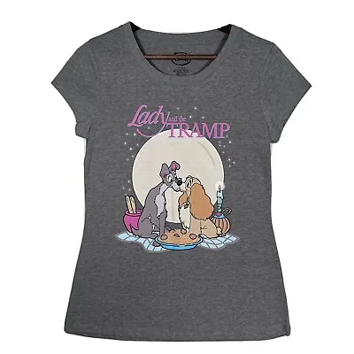 Buy Disney Lady & The Tramp Gray Junior Short Sleeve T-Shirt - Size Large (11-13) • 16.06£