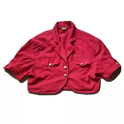 Buy Ladies Vintage Red Bolero Cut-off Short Sleeved Jacket Size 12 • 4.70£