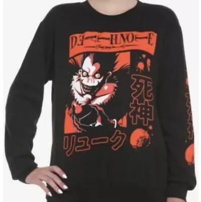 Buy Death Note Ryuk Sweater Japanese Kanji Girl's Sweatshirt Pullover NWT Black Red • 39.41£