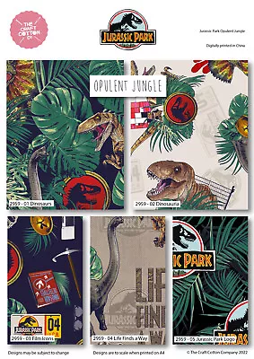 Buy Crafts Fabrics Jurassic Park Opulent Jungle Dinosaurs Kids 100% Cotton Fabric • 4.99£