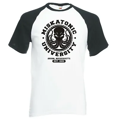Buy Inspired By Hp Lovecraft  Cthulhu Miskatonic University  Raglan Baseball T-shirt • 14.99£