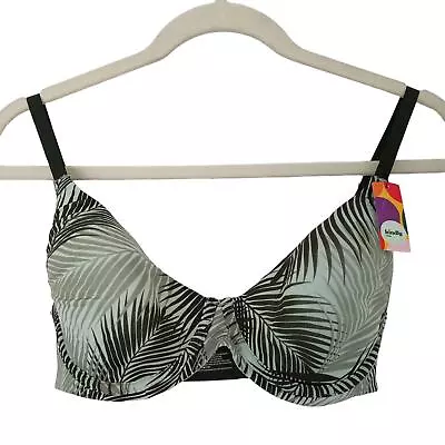 Buy Kindly Yours Full Coverage T-Shirt Bra Underwire Green Leaf Print 34D NWT • 13.45£